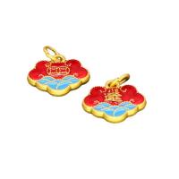 Zinc Alloy Enamel Pendants, die-casting, gold 