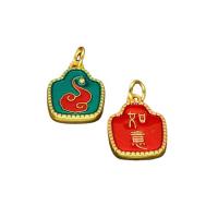 Zinc Alloy Enamel Pendants, die-casting, gold 