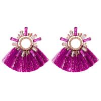 Boucle d'oreille de gland de mode, alliage de zinc, avec Fils de polyester, bijoux de mode & pour femme & avec les strass de verre & avec strass, plus de couleurs à choisir Vendu par paire