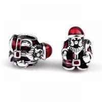 Enamel Zinc Alloy European Beads, Santa Claus, silver color plated, DIY, red Approx 