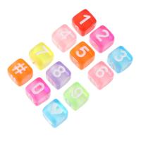 Acrylic Number Bead, Square, DIY & enamel Approx 3mm 