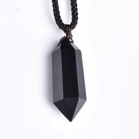 Obsidian Halskette, mit Nylonschnur, Konische, Modeschmuck & unisex, schwarz, 40-50mm, Länge:15.75 ZollInch, verkauft von PC