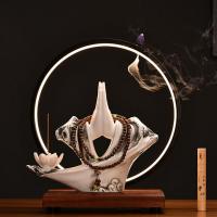 Incense Smoke Flow Backflow Holder Ceramic Incense Burner, Porcelain, handmade, for home and office & durable & with LED light & multifunctional 