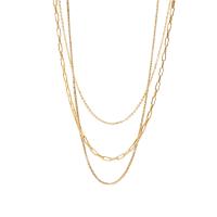 Collier de mode Multi couche, Acier inoxydable 304, avec 1.97inch chaînes de rallonge, Plaqué or 18K, trois couches & bijoux de mode & pour femme, doré Environ 14.17 pouce, Environ 16.54 pouce, Environ 18.5 pouce, Vendu par brin