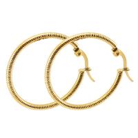 Acier titane boucle d'oreille cercle, Plaqué or 18K, bijoux de mode & pour femme, doré Vendu par paire