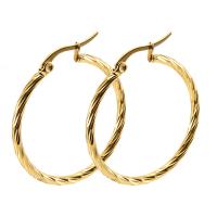 Acier titane boucle d'oreille cercle, Placage ionique sous vide, bijoux de mode & pour femme, doré Vendu par paire