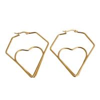 Stainless Steel Hoop Earring, 316L Stainless Steel, 18K gold plated, fashion jewelry & for woman, golden 