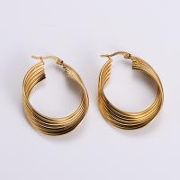 Stainless Steel Hoop Earring, 304 Stainless Steel, 18K gold plated, fashion jewelry & for woman, golden 