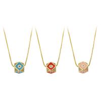 Evil Eye Jewelry Necklace, Brass, Cube, gold color plated, fashion jewelry & adjustable & micro pave cubic zirconia & enamel 1mm Inch 