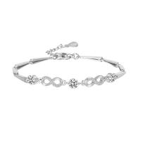 Cubic Zirconia Micro Pave Brass Bracelet, with 4cm extender chain, platinum color plated, fashion jewelry & adjustable & micro pave cubic zirconia & for woman, platinum color Approx 16.5 cm 