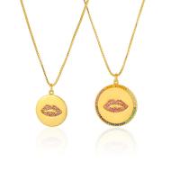 Cubic Zircon Micro Pave Brass Necklace, gold color plated & micro pave cubic zirconia & for woman, gold, 500mm 