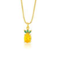 Cubic Zircon Micro Pave Brass Necklace, Fruit, gold color plated & micro pave cubic zirconia & for woman 500mm 