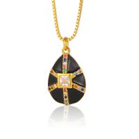 Cubic Zircon Micro Pave Brass Necklace, gold color plated, micro pave cubic zirconia & for woman & enamel cm 