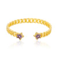 Ouverture Bracelets en cuivre, laiton, Placage de couleur d'or, pavé de micro zircon & pour femme, plus de couleurs à choisir, 60mm, Vendu par PC