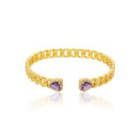 Ouverture Bracelets en cuivre, laiton, Placage de couleur d'or, pavé de micro zircon & pour femme, plus de couleurs à choisir, 65mm, Vendu par PC