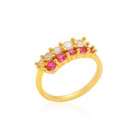 Cubic Zirconia Micro Pave Brass Finger Ring, gold color plated, Adjustable & micro pave cubic zirconia & for woman 22mm 