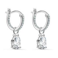 Huggie Hoop Drop Earring, Brass, Teardrop, platinum plated, micro pave cubic zirconia & for woman, 10mm 