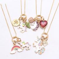 Zinc Alloy Children Necklace, for children & enamel, multi-colored Approx 23.62 Inch 