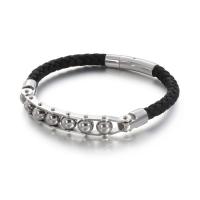 Titanstahl Armband, mit PU Leder, plattiert, Modeschmuck & für den Menschen, keine, 6mm, Länge:21.5 cm, verkauft von PC