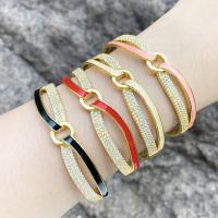 Ouverture Bracelets en cuivre, laiton, Plaqué or 18K, bijoux de mode & pavé de micro zircon & pour femme & émail, plus de couleurs à choisir Vendu par PC