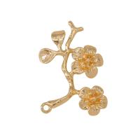 Pendentifs en laiton de fleur, Placage de couleur d'or, unisexe, doré Environ Vendu par sac