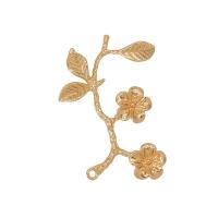 Pendentifs en laiton de fleur, branche, Placage de couleur d'or, unisexe, doré Environ Vendu par sac