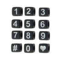 Acrylic Number Bead, Square, DIY & enamel Approx 3mm 