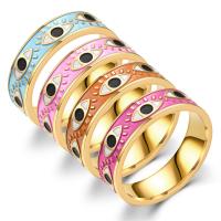 Titan Stahl Fingerring, Titanstahl, Modeschmuck & unisex & verschiedene Größen vorhanden & Emaille, goldfarben, 6x1.8mm, verkauft von PC