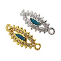 Cubic Zirconia Micro Pave Brass Connector, with Opal, plated, DIY & micro pave cubic zirconia & 1/1 loop Approx 1mm 