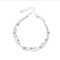 Brass Bracelets, with 3.5cm extender chain, Star, silver color plated, fashion jewelry & adjustable & for woman, silver color .5 cm 