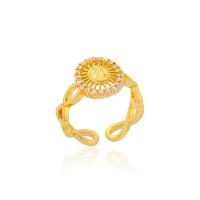 Cubic Zirconia Micro Pave Brass Finger Ring, gold color plated, Adjustable & micro pave cubic zirconia & for woman, gold, 20mm 