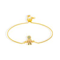 Cubic Zirconia Micro Pave Brass Bracelet, gold color plated, Adjustable & micro pave cubic zirconia & for woman, gold, 230mm 