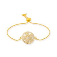 Cubic Zirconia Micro Pave Brass Bracelet, gold color plated, Adjustable & micro pave cubic zirconia & for woman, gold, 230mm 