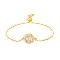 Cubic Zirconia Micro Pave Brass Bracelet, gold color plated, Adjustable & micro pave cubic zirconia & for woman, gold, 230mm 