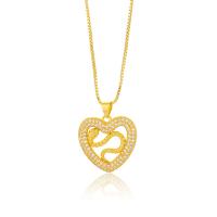 Cubic Zircon Micro Pave Brass Necklace, gold color plated & micro pave cubic zirconia & for woman, gold, 500mm 