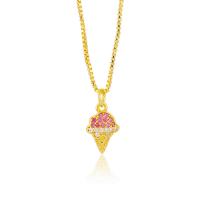 Cubic Zircon Micro Pave Brass Necklace, gold color plated & micro pave cubic zirconia & for woman, gold, 500mm 