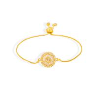 Cubic Zirconia Micro Pave Brass Bracelet, gold color plated, micro pave cubic zirconia & for woman, gold, 230mm 