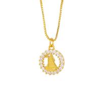 Cubic Zircon Micro Pave Brass Necklace, gold color plated & micro pave cubic zirconia & for woman, gold cm 