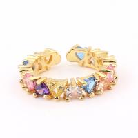 Cubic Zirconia Micro Pave Brass Finger Ring, gold color plated, Adjustable & micro pave cubic zirconia & for woman 