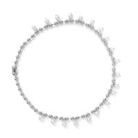 Collier de perles en plastique, fer, avec perle de plastique, Placage de couleur argentée, bijoux de mode & pour homme Environ 19.6 pouce, Vendu par PC