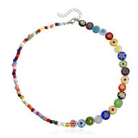 Collier en Murano bijoux, alliage de zinc, avec chalumeau, avec 5cm chaînes de rallonge, bijoux de mode & pour femme, multicolore cm, Vendu par brin