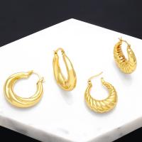 Pendiente del aro de latón, metal, 18K chapado en oro, Joyería & diferentes estilos para la opción & para mujer, 3.3x0.8cmu30012.9x0.9cm, Vendido por Par