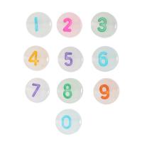 Acrylic Number Bead, Flat Round, DIY & enamel Approx 1mm 