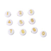 Acrylic Number Bead, Flat Round, DIY & enamel Approx 1mm 