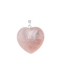 Natural Quartz Pendants, Rose Quartz, Heart, Unisex 