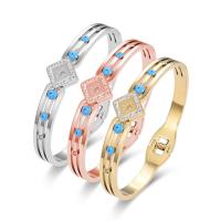 Acier titane bracelet manchette, cadre, Placage ionique sous vide, bijoux de mode & pour femme & avec strass, plus de couleurs à choisir, 13mm, Diamètre inté Environ Vendu par PC