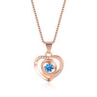 Cúbicos circón Collar de latón Micro pavimenta, metal, Corazón, chapado en color rosa dorada, Joyería & diferentes estilos para la opción & micro arcilla de zirconia cúbica & para mujer, color de rosa dorada, Vendido por UD