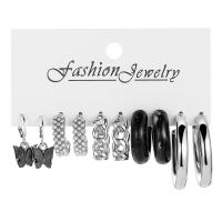 Zinc Alloy Earring Set, with Plastic Pearl & Acrylic, plated, 5 pieces & fashion jewelry & for woman 