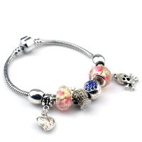 European Match Cristal Bracelets, alliage de zinc, avec résine, Placage de couleur argentée, longueur différente pour le choix & unisexe & avec strass, couleurs mélangées, Vendu par PC