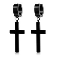 Huggie Hoop Drop Earring, Titanium Steel, Cross, plated, Unisex 